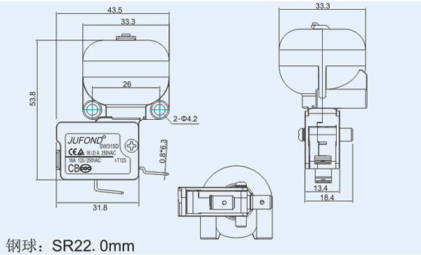 SW315D系列微動開關17-1尺寸圖