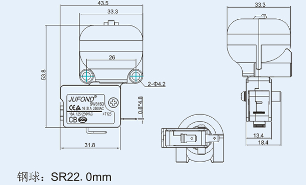 SW315D系列微動開關(guān)17-2尺寸圖