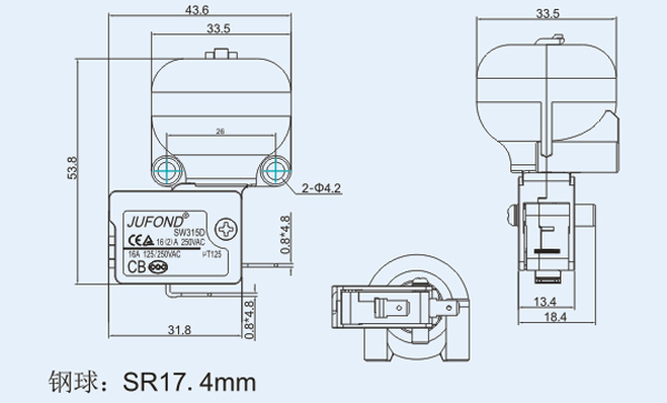 SW315D系列微動(dòng)開(kāi)關(guān)17-4尺寸圖